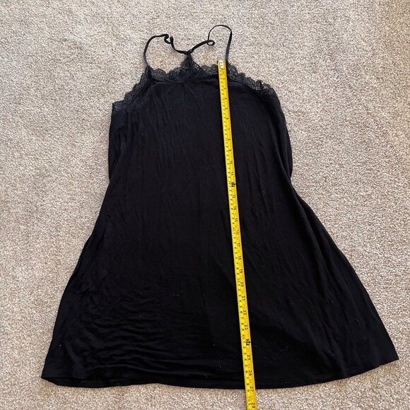 Y2K Black Flowy Fitted Halter Mini Dress with Lace Trim S - Picture 7 of 8